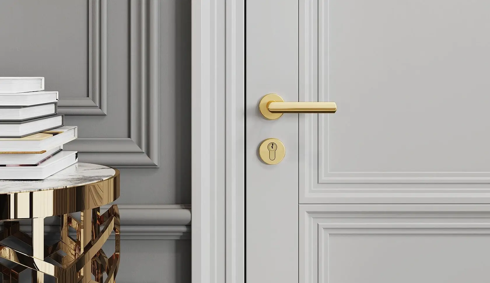 Elegant bedroom door with a classic knob.