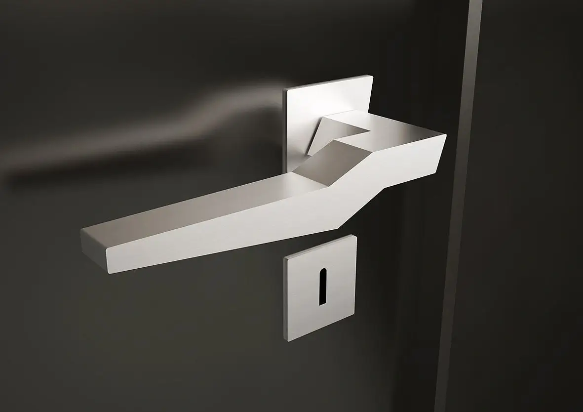 An elegant architectural sketch of a custom door handle design.